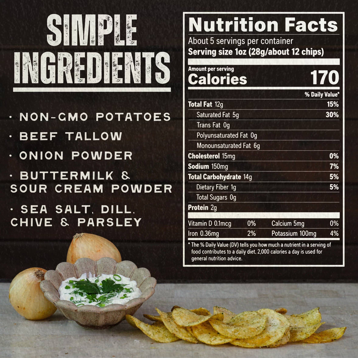 Beef Tallow Potato Chips - Sour Cream N' Onion