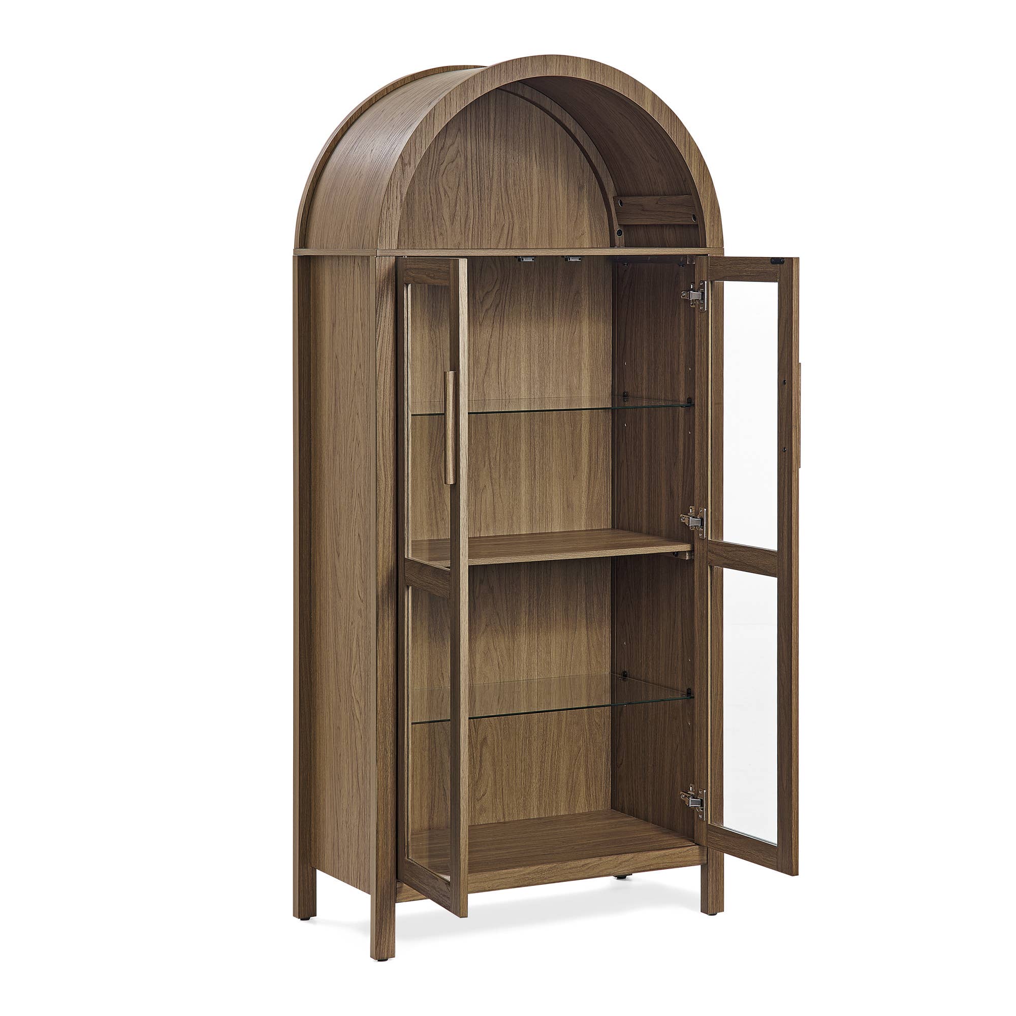 Modern Retro SalonStorage Cabinet with Light &Glass Shelves