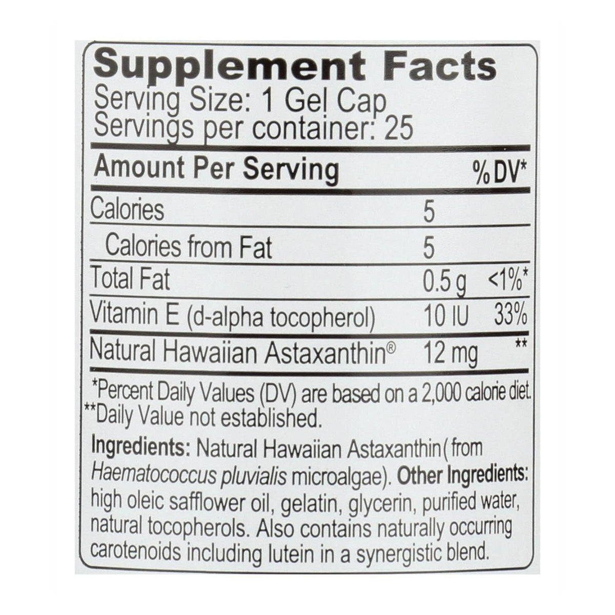 BioAstin Hawaiian Astaxanthin 12mg - 25 Gel Caps