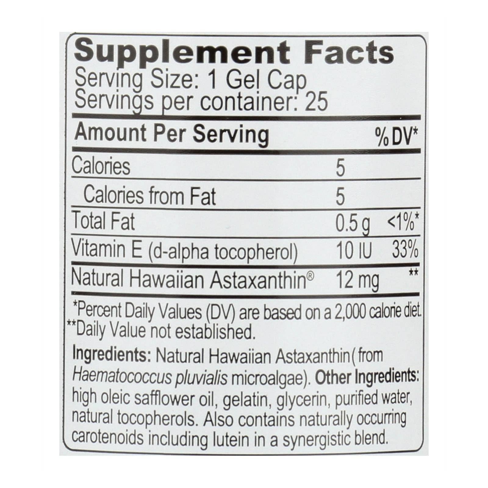 BioAstin Hawaiian Astaxanthin 12mg - 25 Gel Caps