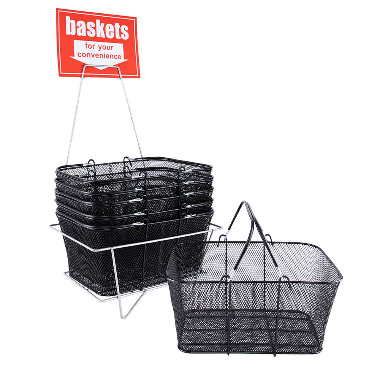 Black Metal Shopping Basket Set - 12 Baskets