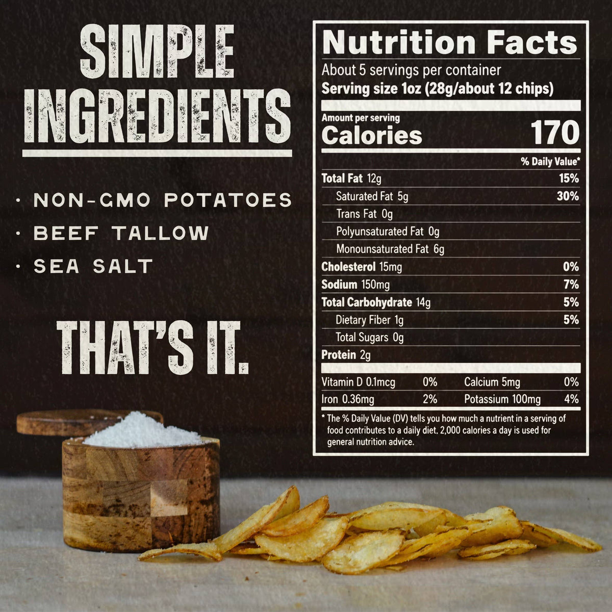Beef Tallow Potato Chips - Sea Salt