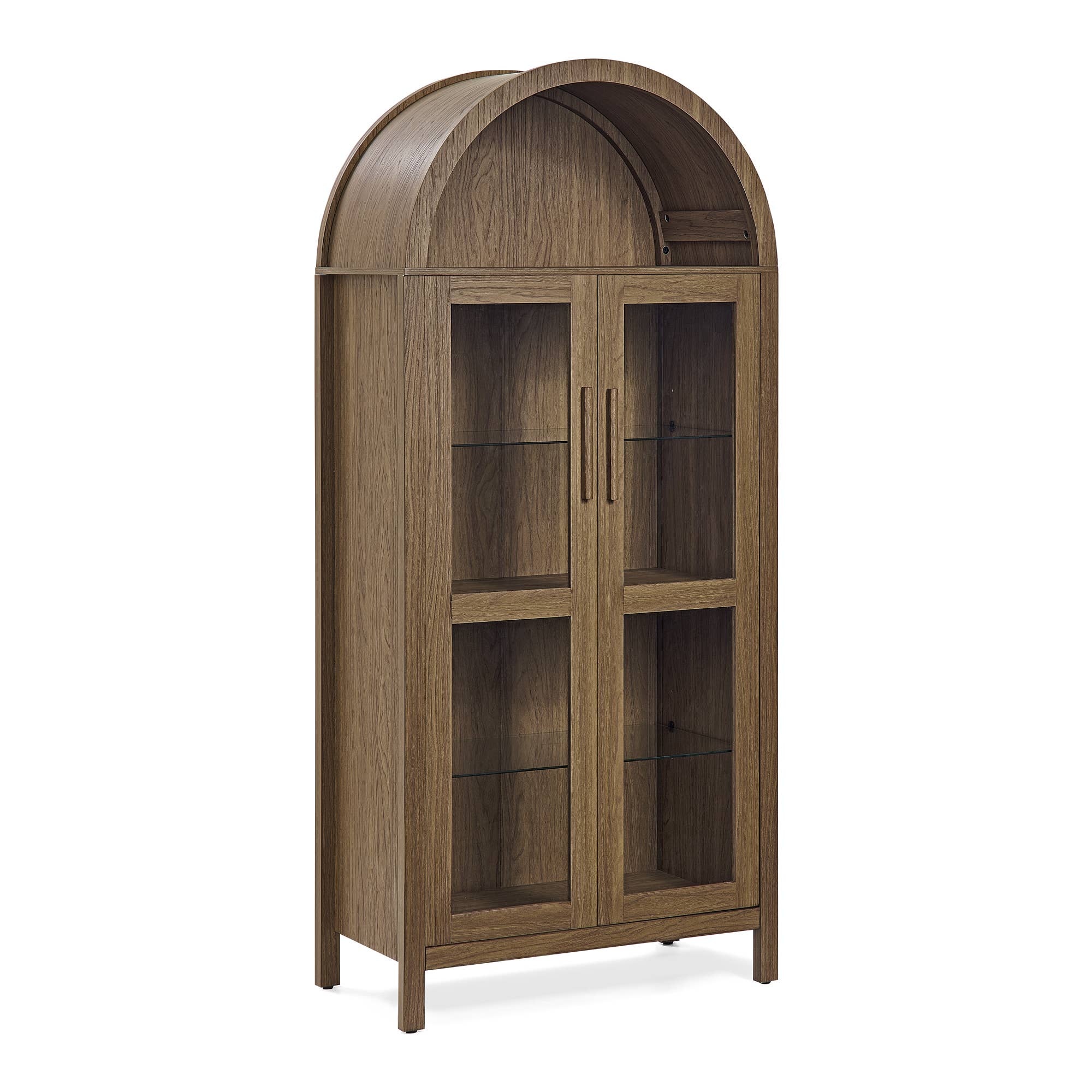 Modern Retro SalonStorage Cabinet with Light &Glass Shelves