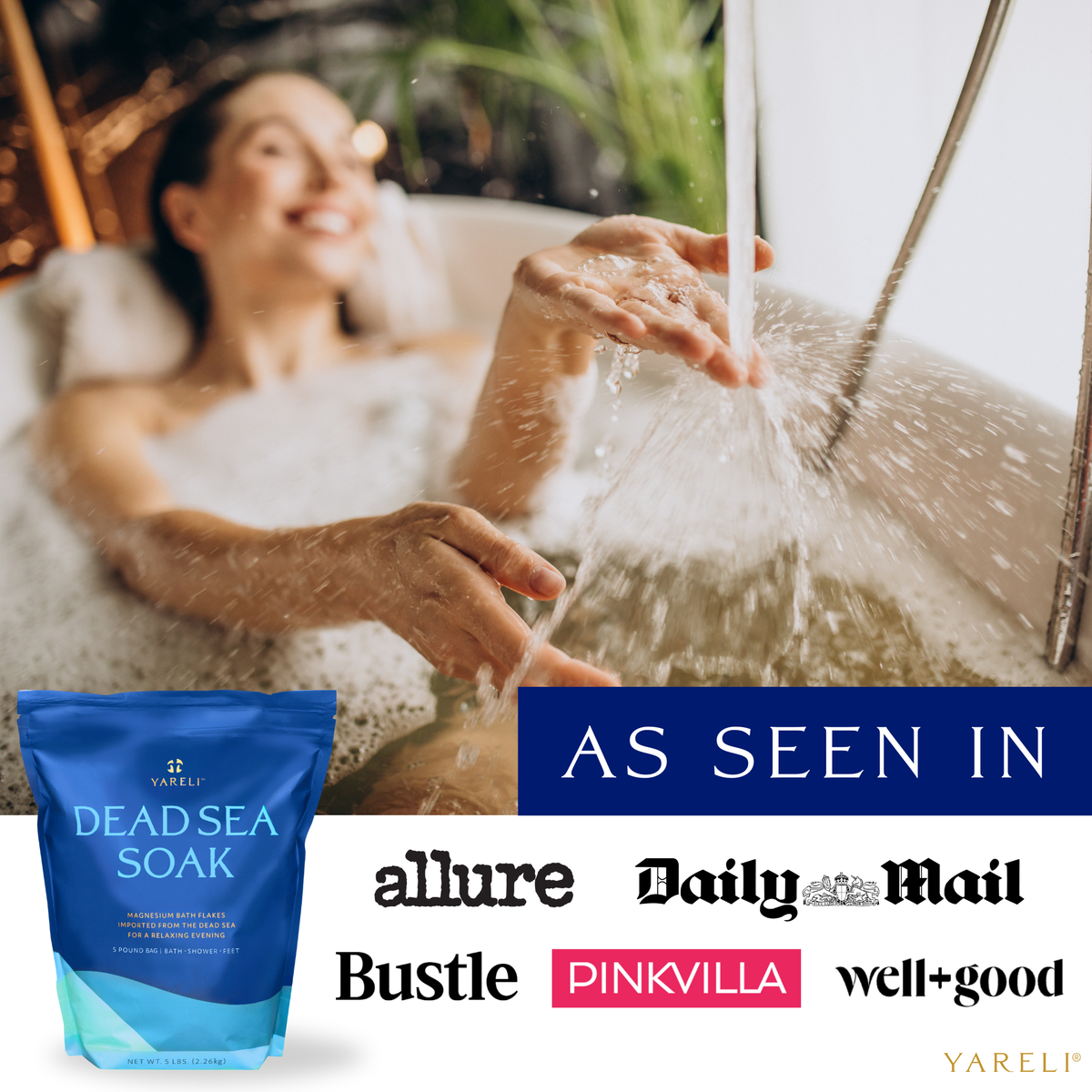 Unscented Dead Sea Salt & Magnesium Bath Soak Flakes - 15lb