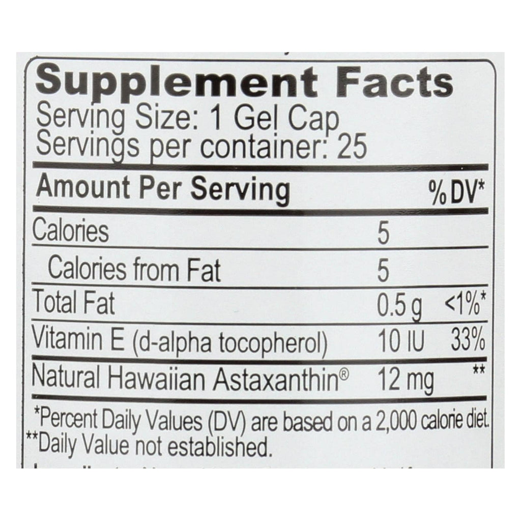 BioAstin Hawaiian Astaxanthin 12mg - 25 Gel Caps