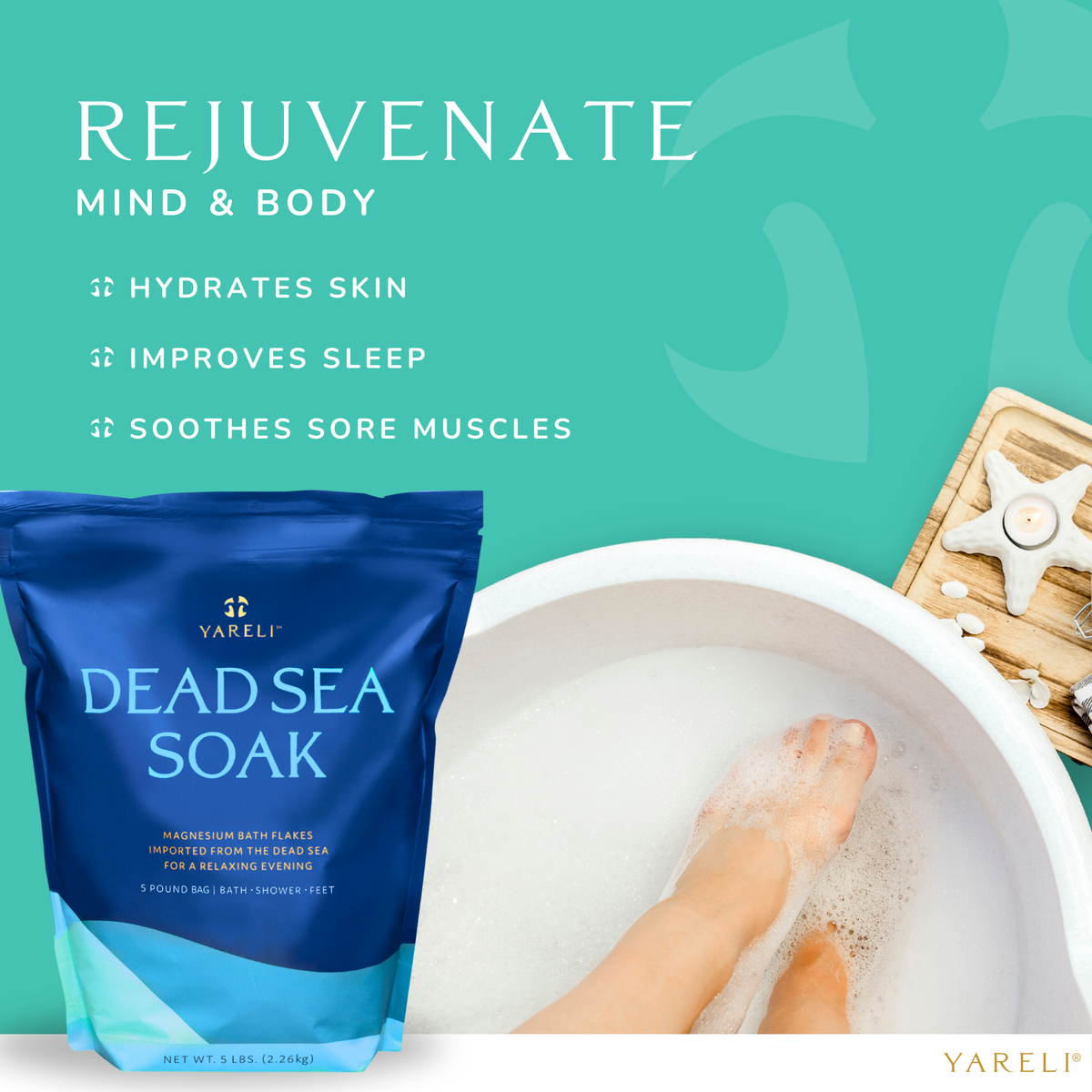 Unscented Dead Sea Salt & Magnesium Bath Soak Flakes - 15lb