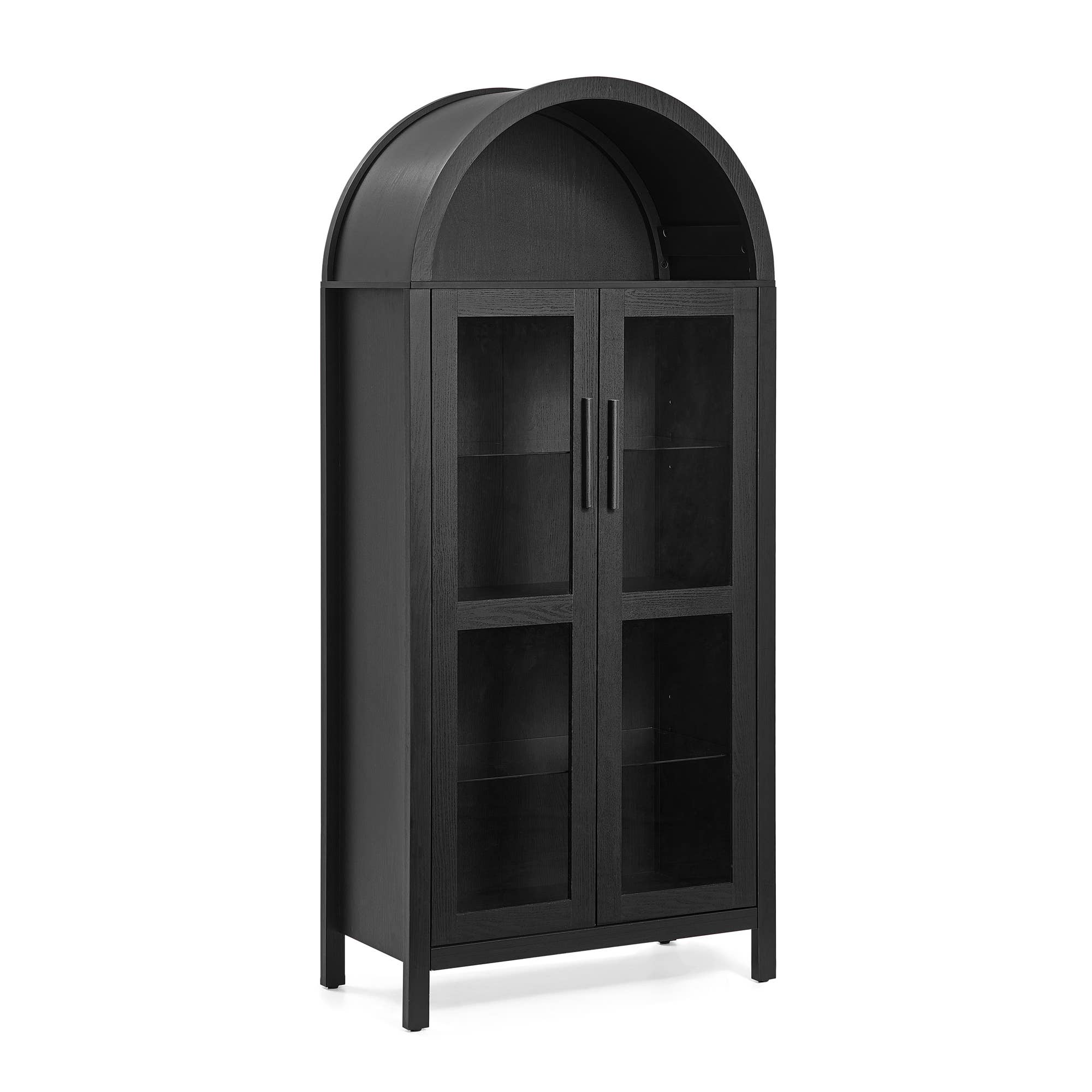 Modern Retro SalonStorage Cabinet with Light &Glass Shelves