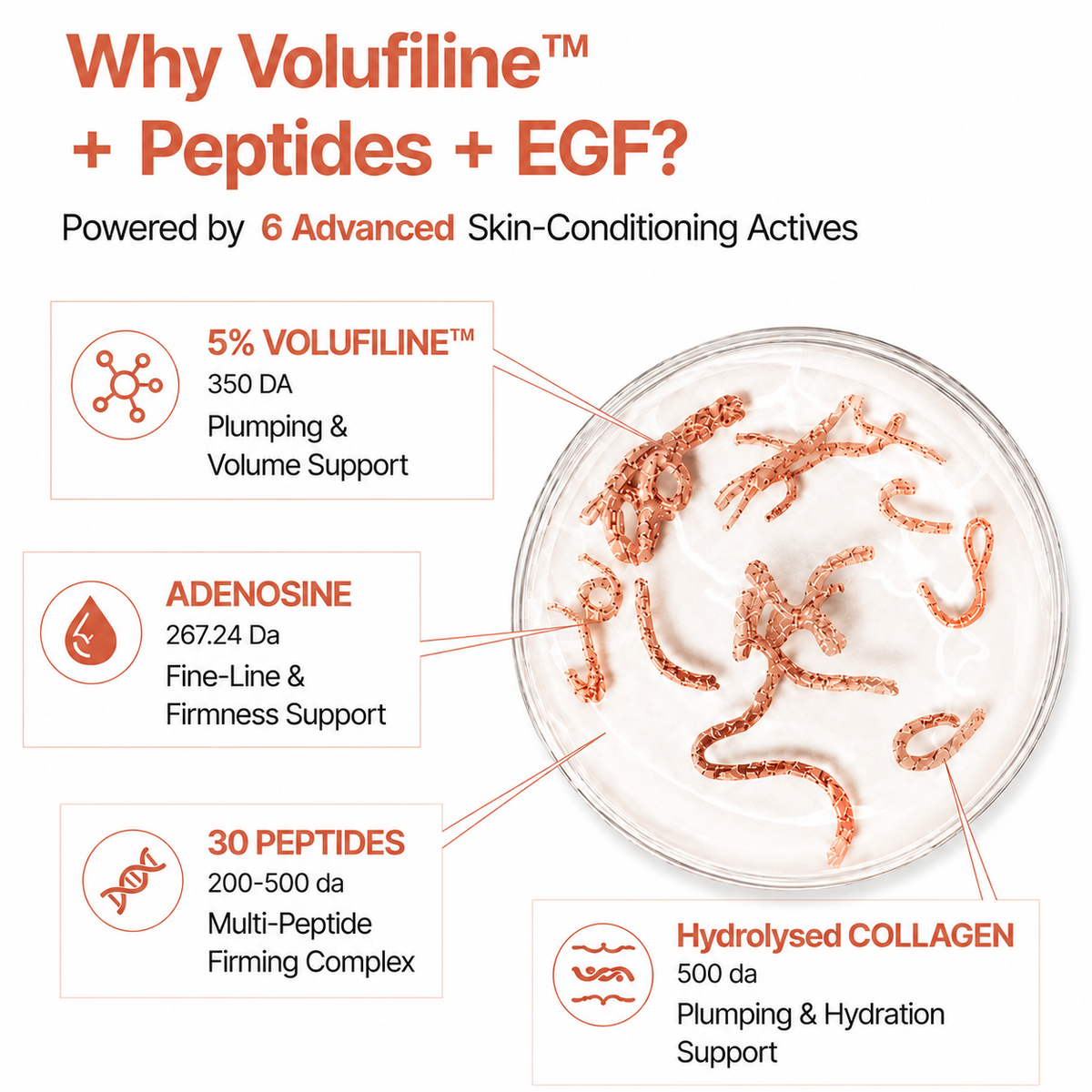 5% Volufiline EGF Silk Peptide Glass Skin Ampoule - Collagen, PDRN, NAD