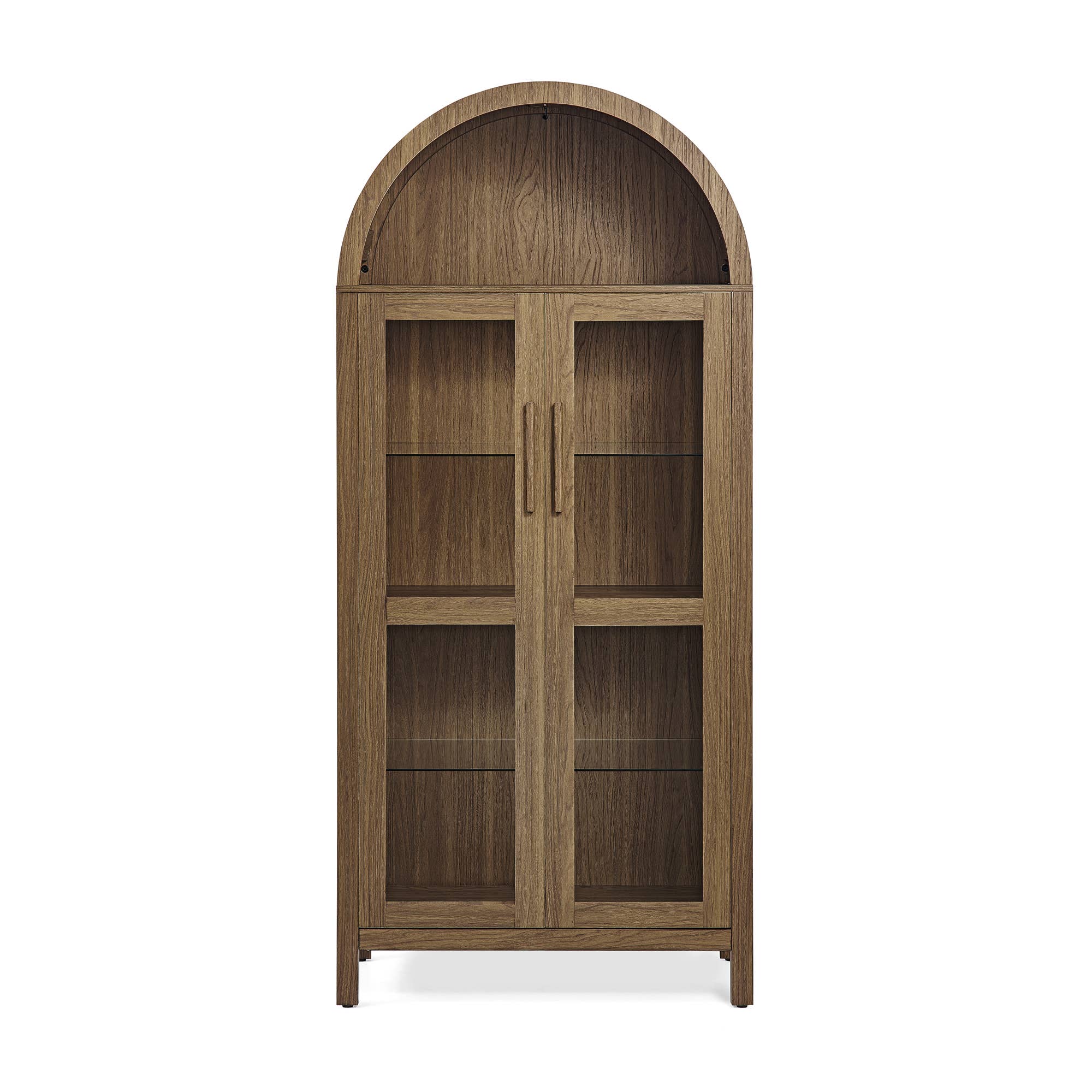 Modern Retro SalonStorage Cabinet with Light &Glass Shelves