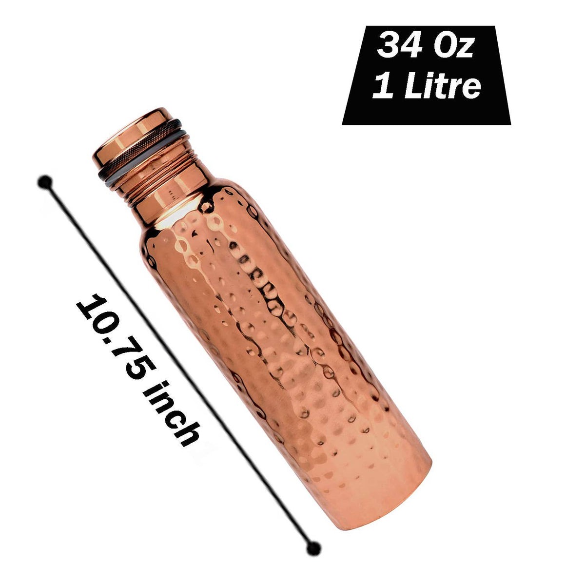 Copper Bottle Hammered (1L)