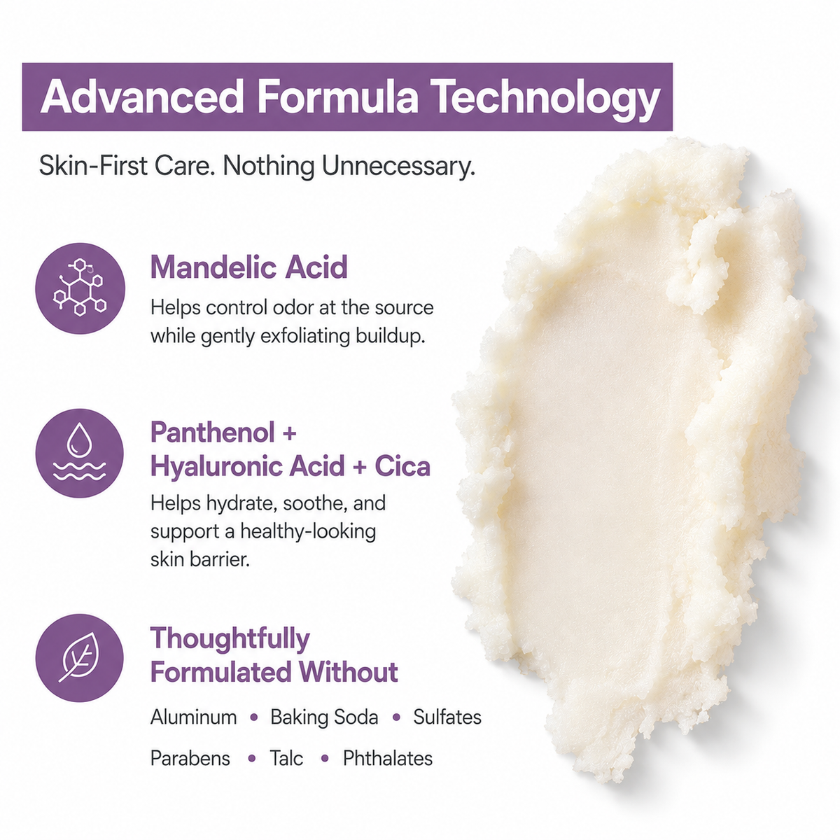 Mandelic Acid + Hyaluronic Acid 72HR Odor Defense Whole Body Stick |Lavender