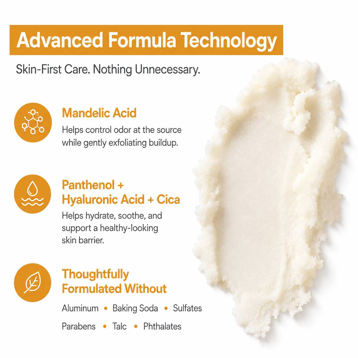 Mandelic Acid + Hyaluronic Acid 72HR Odor Defense Whole Body Stick |Citrus