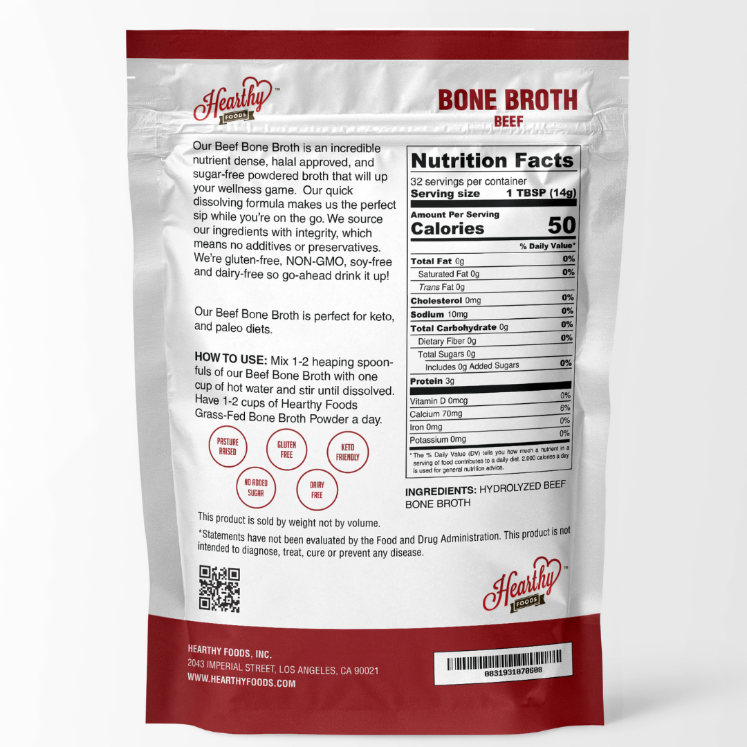 Beef Bone Broth Powder, Halal, Keto, Paleo, Gluten Free