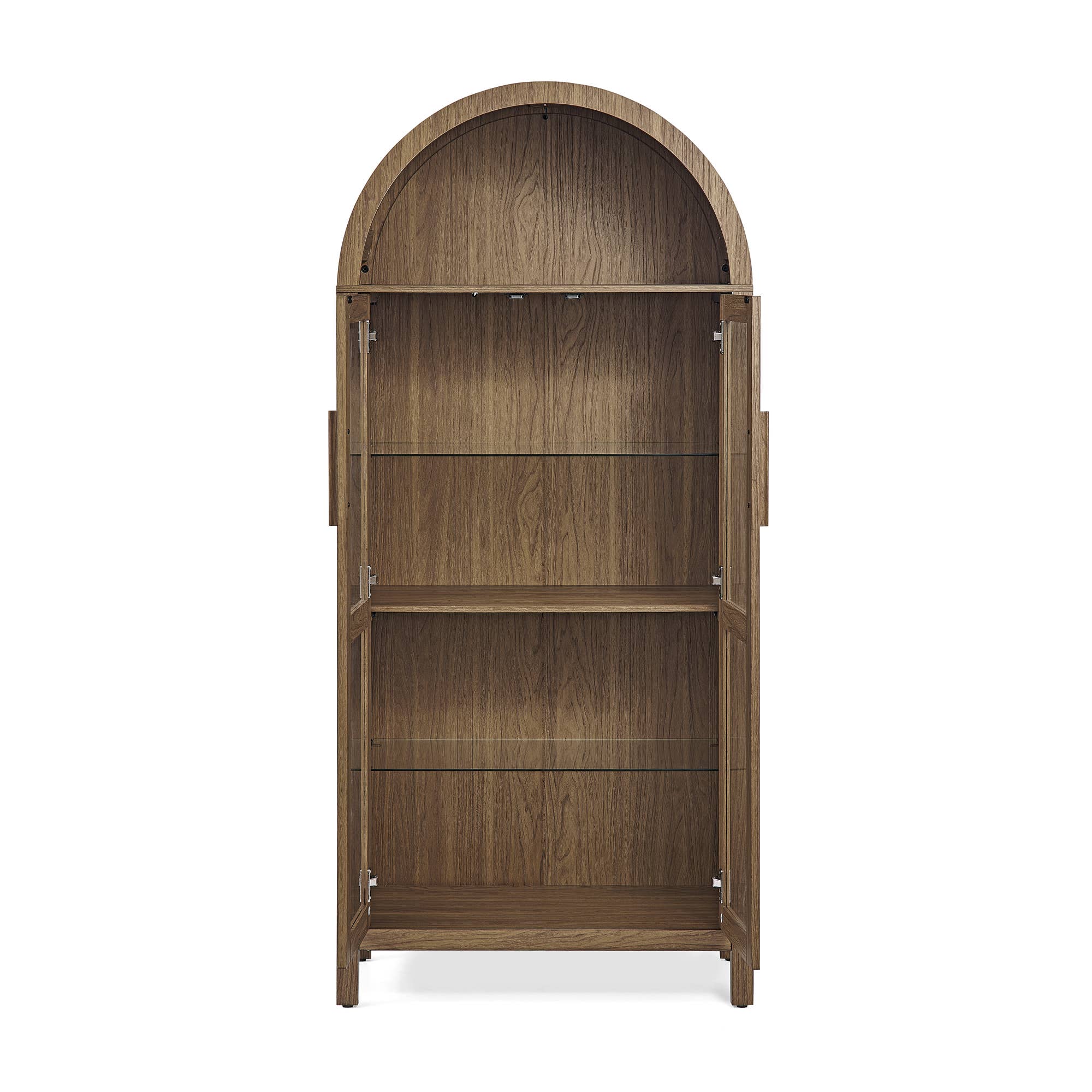 Modern Retro SalonStorage Cabinet with Light &Glass Shelves