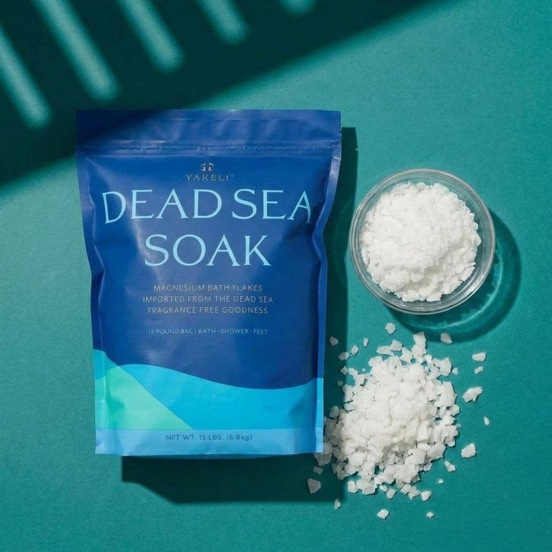 Unscented Dead Sea Salt & Magnesium Bath Soak Flakes - 15lb