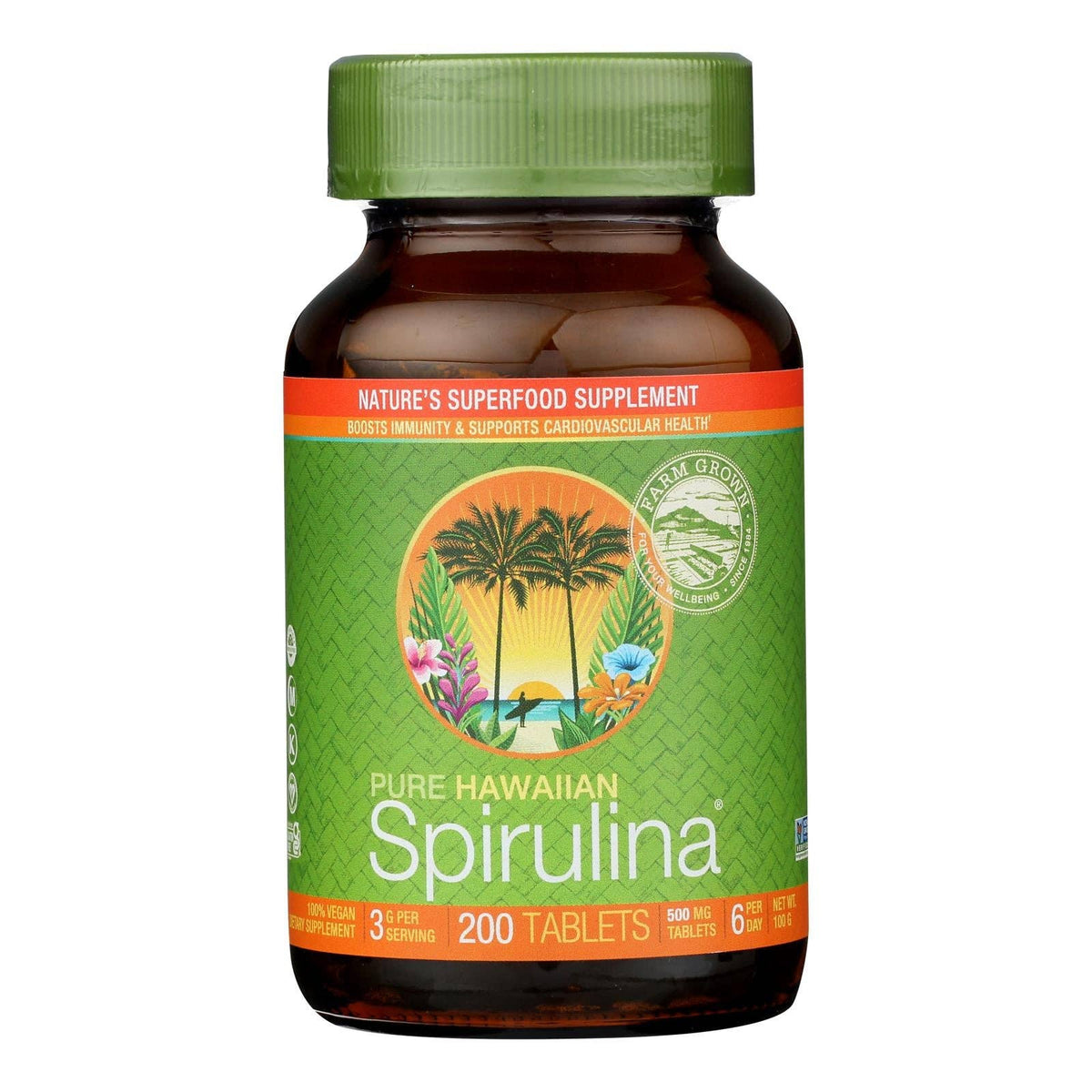 Hawaiian Spirulina Pacifica - 500mg, 200 Tablets