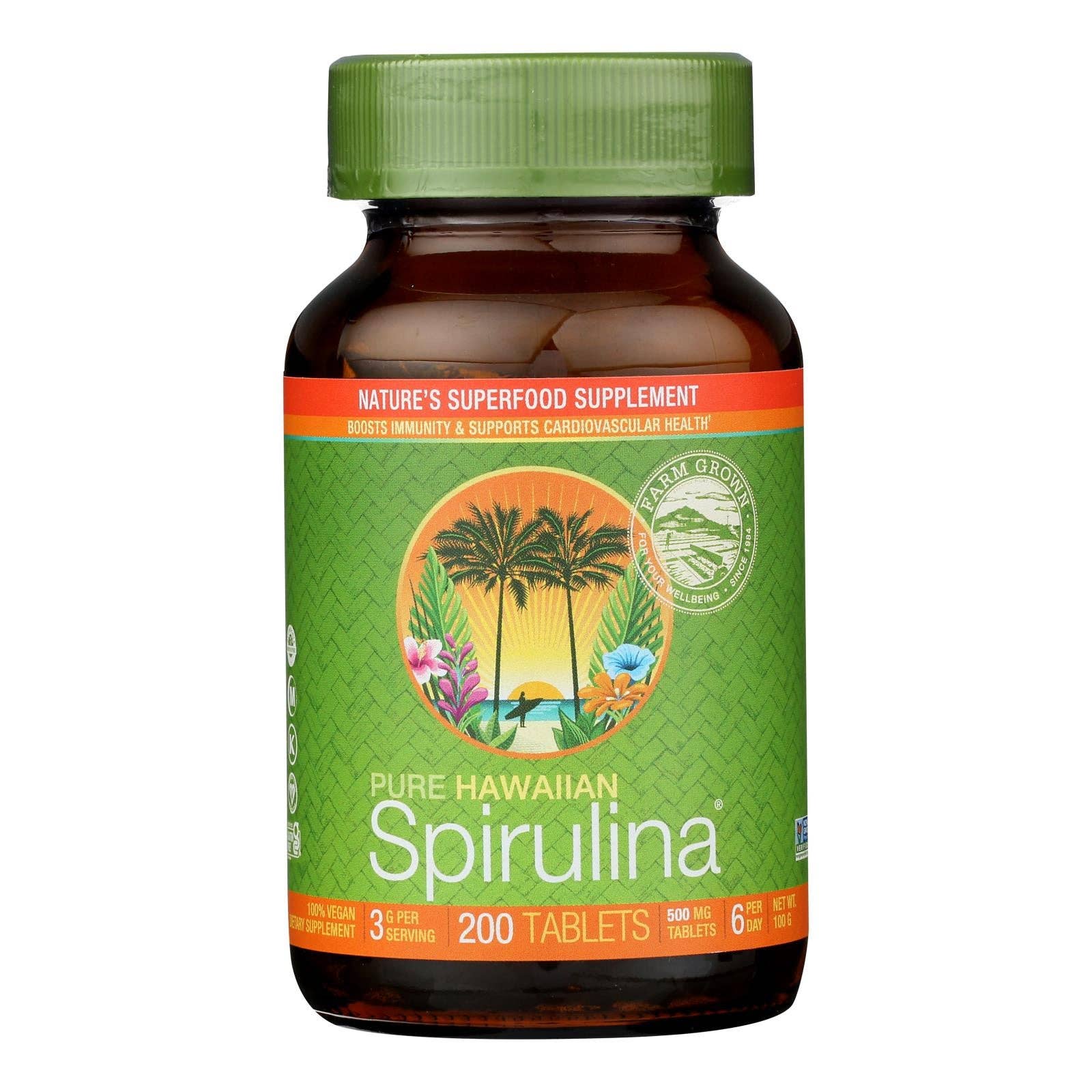 Hawaiian Spirulina Pacifica - 500mg, 200 Tablets
